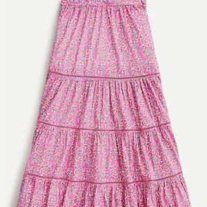 J.Crew Pink Tiered Flowy Midi Skirt